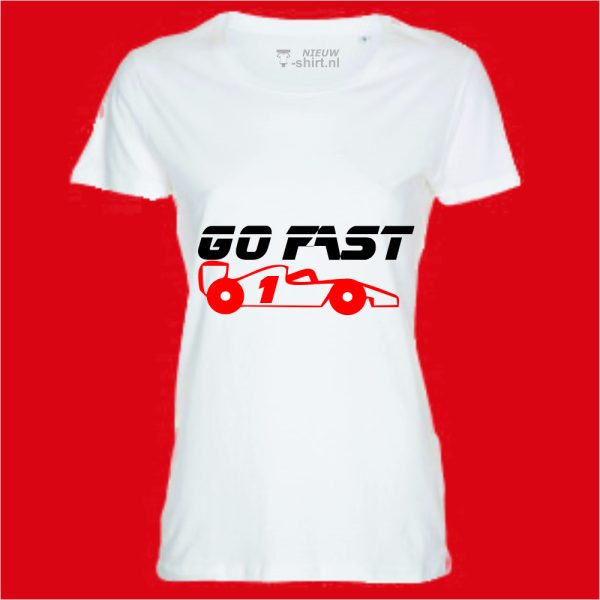 T-shirt Go Fast formule 1 wit dames