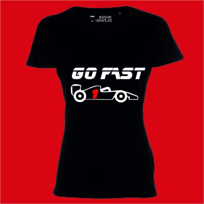 T-shirt Go Fast formule 1 zwart dames