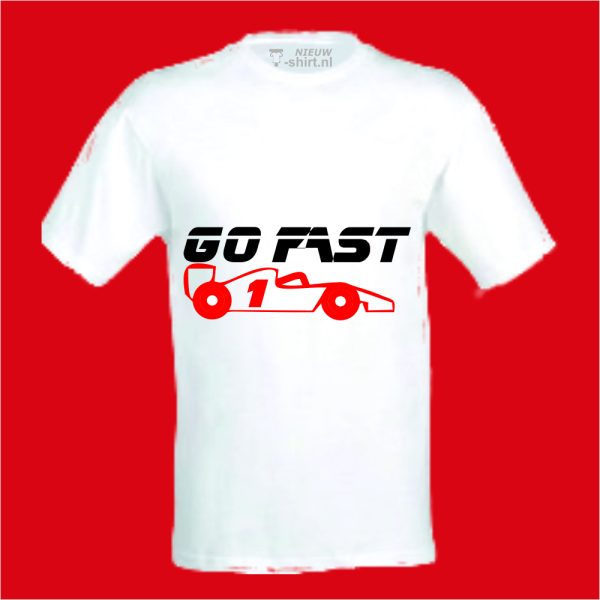 T-shirt Go Fast formule 1 wit
