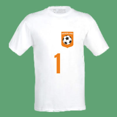 NieuwT-shirt voetbal Nederland unisex - heren - wit - voorkant