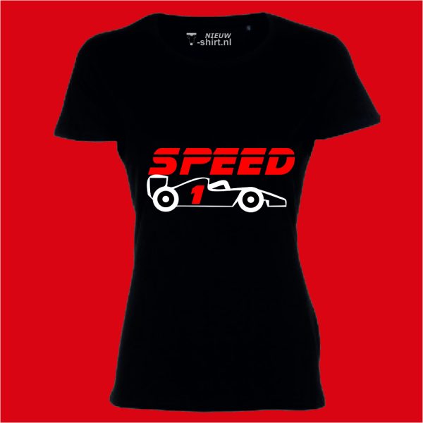T-shirt Speed formule 1 zwart dames