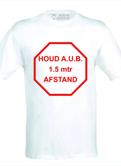 NieuwT-shirt t-shirt met Houd aub 1,5 meter afstand rood