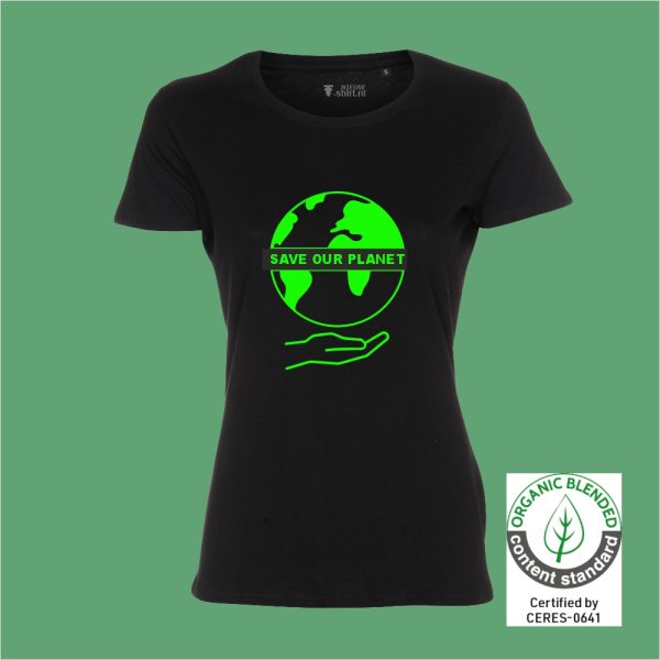 NieuwT-shirt save our planet - Dames zwart