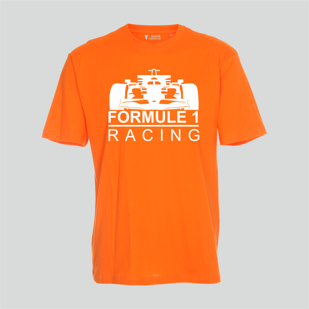 bende varkensvlees Denemarken T-shirt Formule 1 racing oranje - NieuwT-shirt.nl