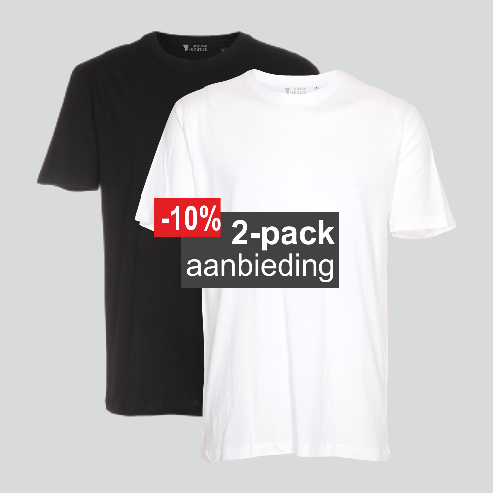 2-pack T-shirt wit zwart - Authentic - NieuwT-shirt.nl