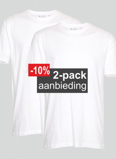 T-shirt 2-pack wit regular unisex