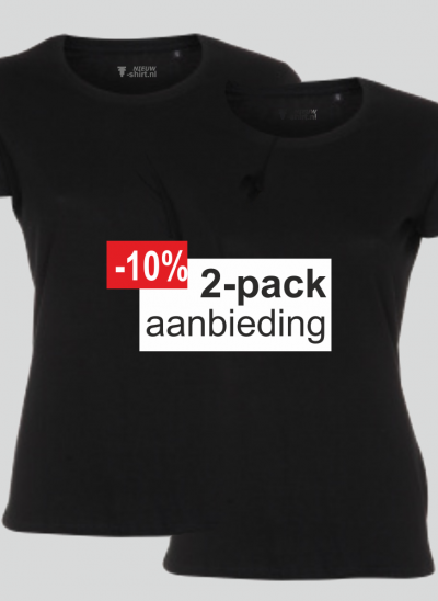NieuwT-shirt T-shirt zwart dames aanbieding 2-pack
