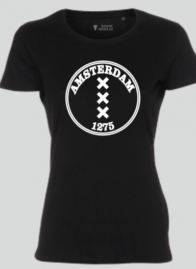 T-shirt Amsterdam 1275 rond zwart dames