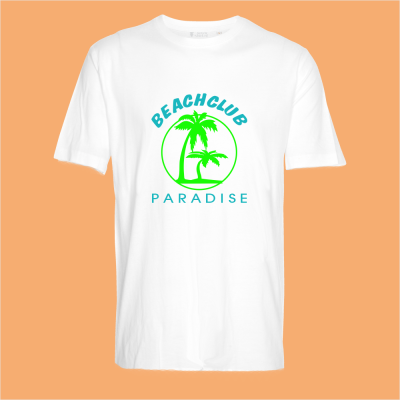T-shirt beachclub paradise wit regular