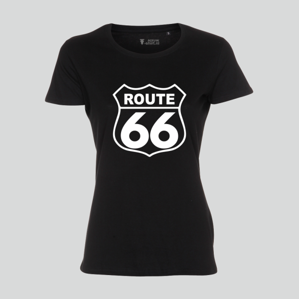 T-shirt americana T-shirt route 66 zwart dames nieuw