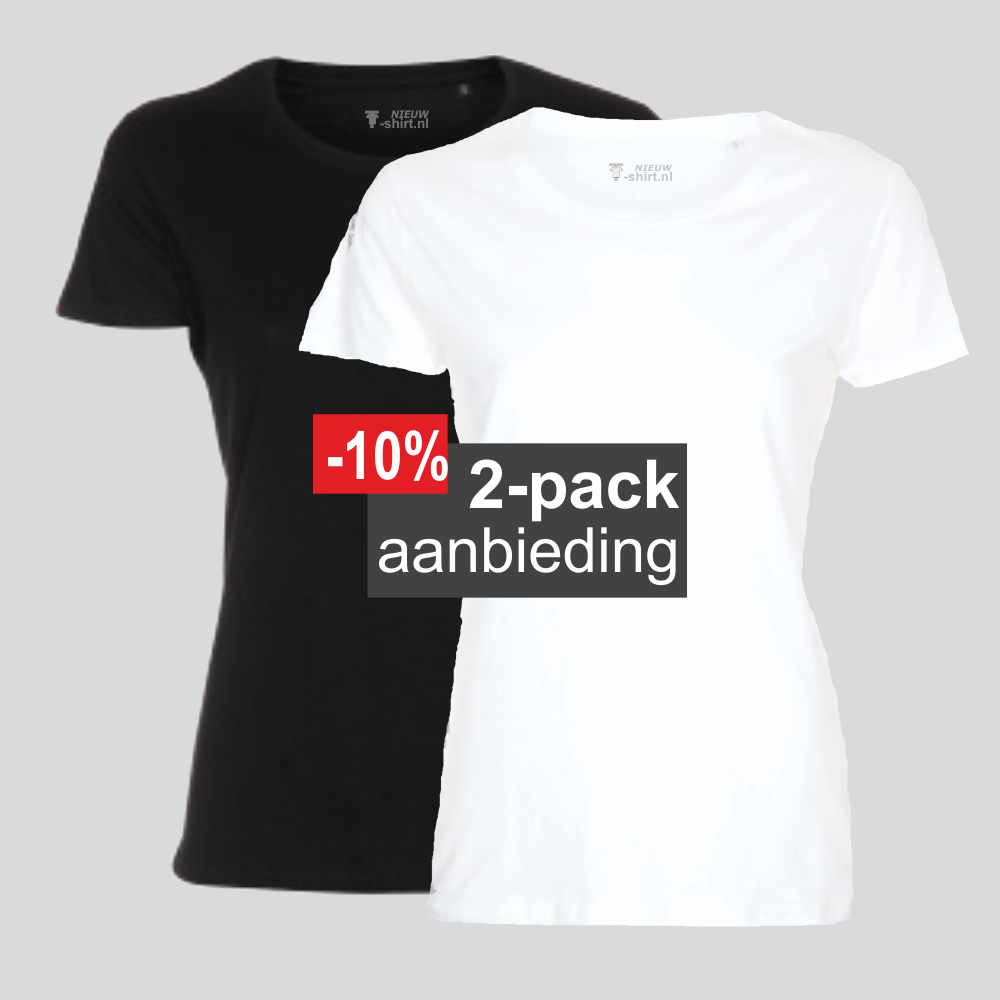 Fascinerend architect pakket 2-pack T-shirt mix zwart en wit dames - Pure - nieuwtshirt.nl